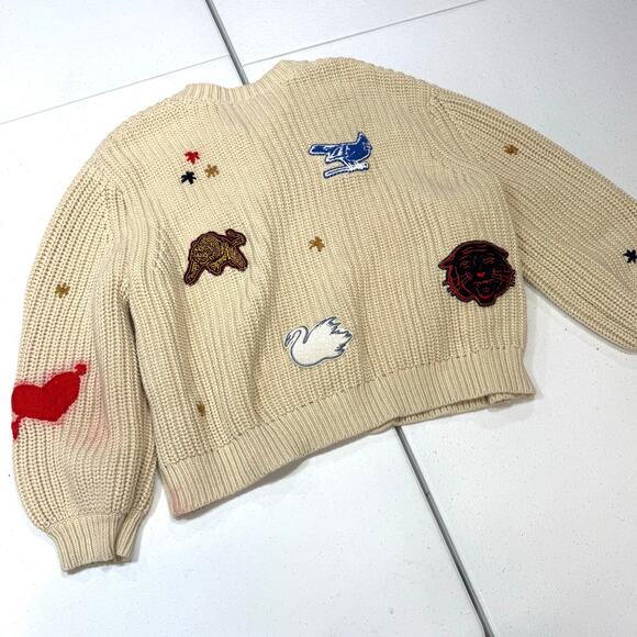 The Great. Collegiate Cardigan. Neck sweater heart patchwork size 4-6 - Picture 4 of 11